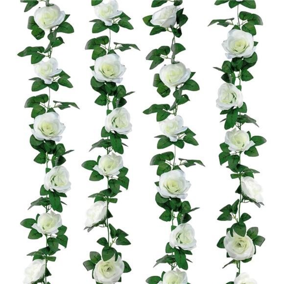 2 Pack (16FT) Artificial Rose Vine Flowers Plants Fake Flower Vine for Wedding - Picture 1 of 5